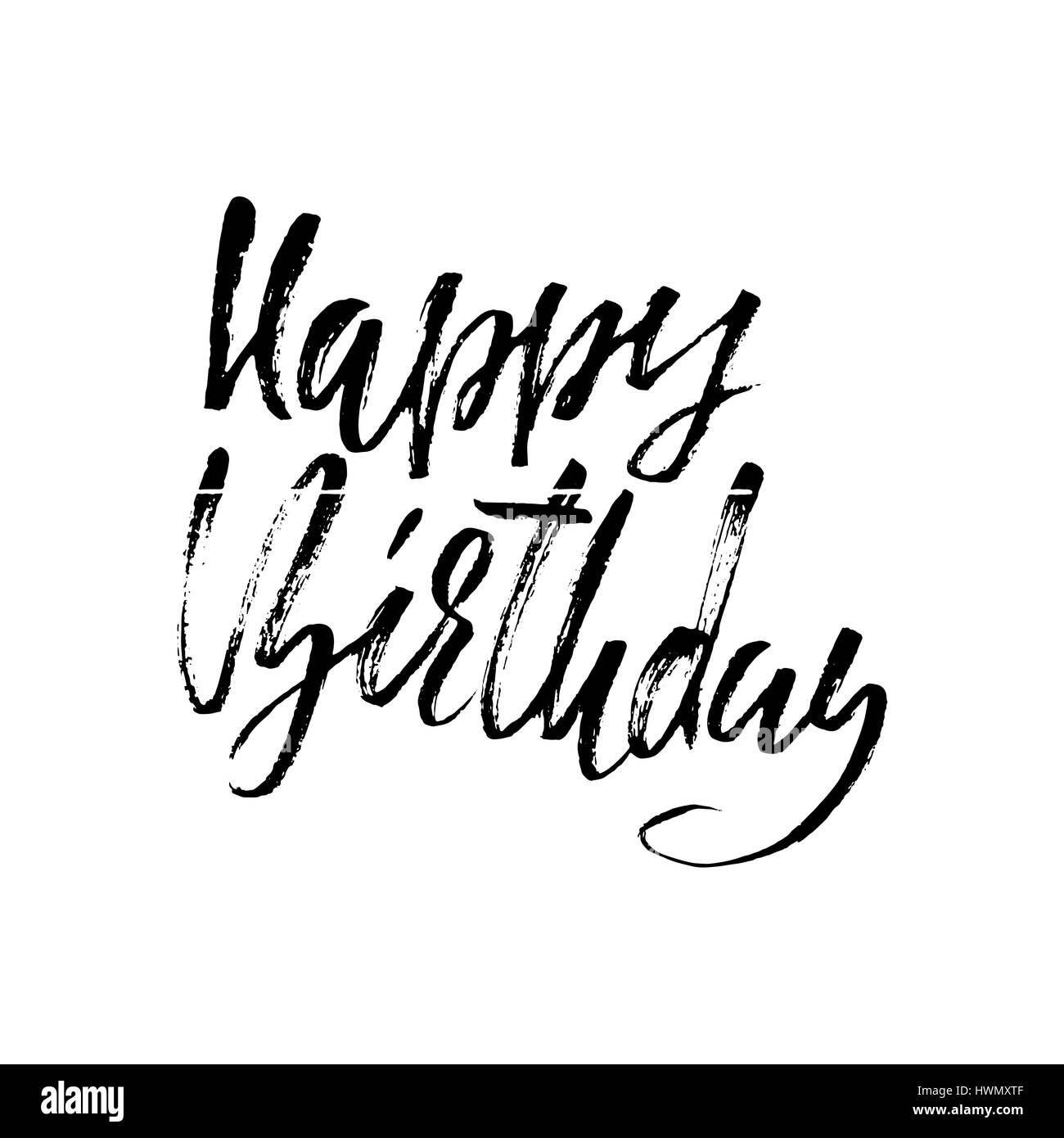 Joyeux anniversaire lettrage pour invitation et carte de souhaits, estampes et affiches. Inscription manuscrite. Dessin calligraphique. Vector illustration Illustration de Vecteur