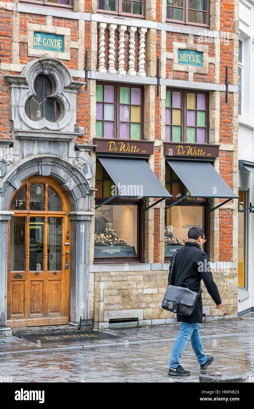 Belgique, Bruxelles, Rue au Beurre, maison de Goude Huyve (style baroque) datant du 17e siècle Banque D'Images