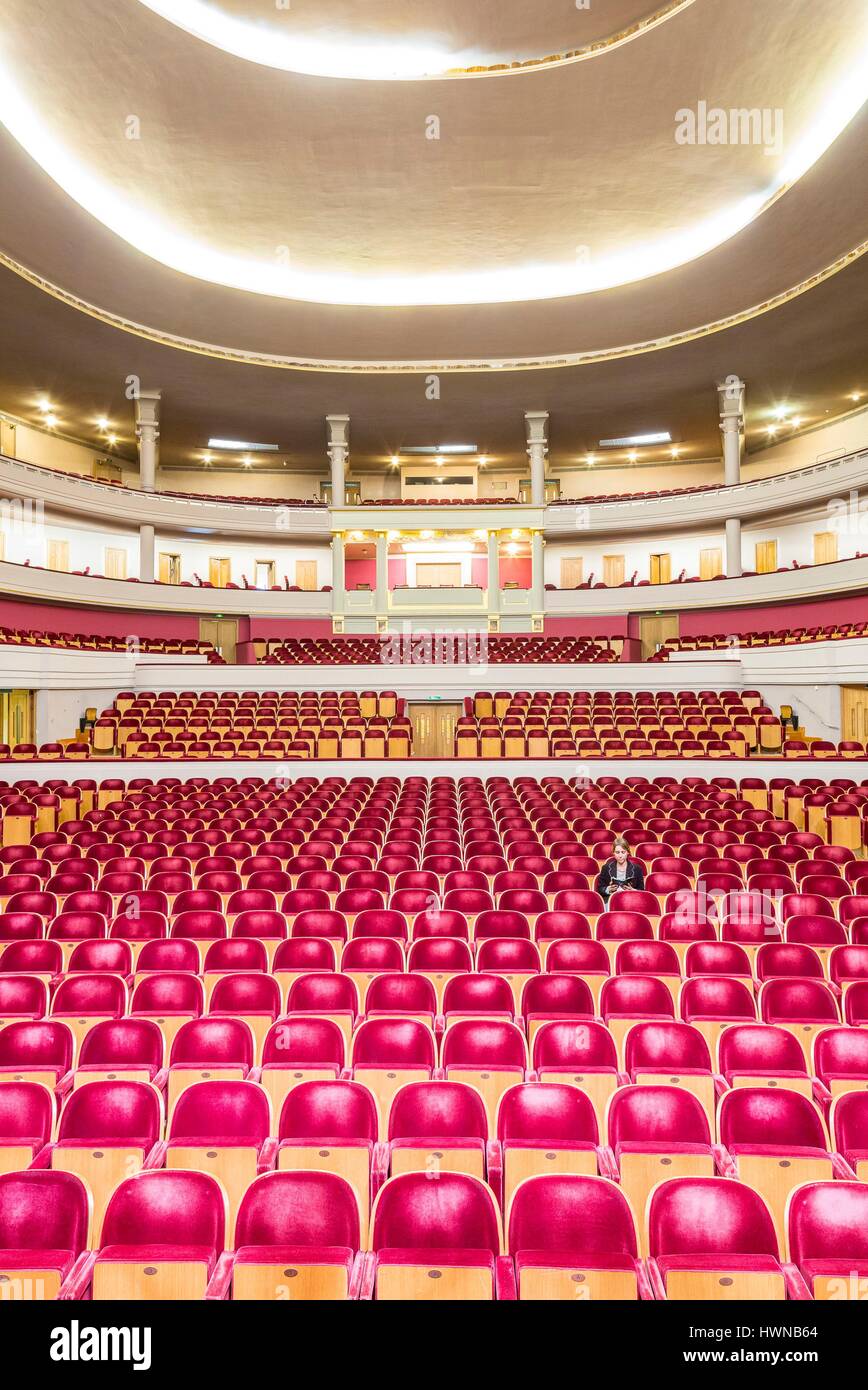 Belgique, Bruxelles, Palais des Beaux-Arts (BOZAR) construit par Victor Horta entre 1922 et 1929 dans un style art déco, salle de concert Henry Le Bœuf avec 2200 sièges Banque D'Images