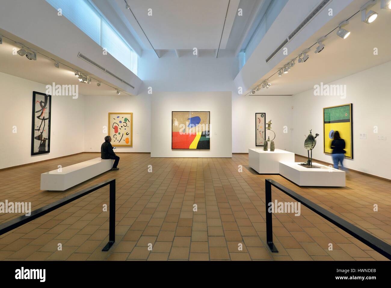 Espagne, Catalogne, Barcelone, Montjuic, Placa de Neptu, la Fundacio Joan Miro par l'architecte Josep Lluis Sert Banque D'Images