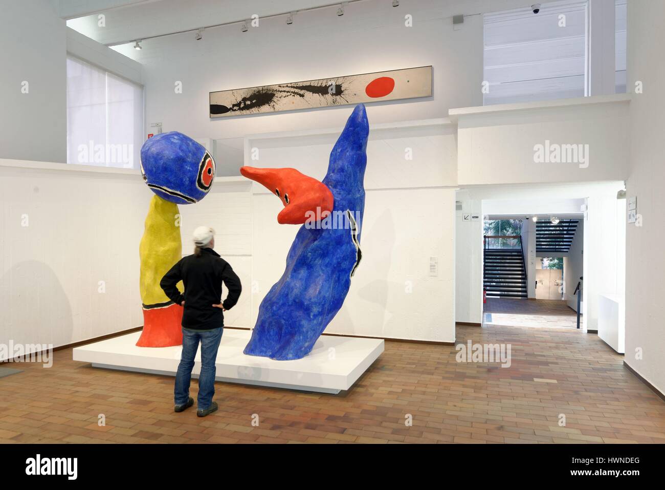 Espagne, Catalogne, Barcelone, Montjuic, Placa de Neptu, la Fundacio Joan Miro par l'architecte Josep Lluis Sert Banque D'Images
