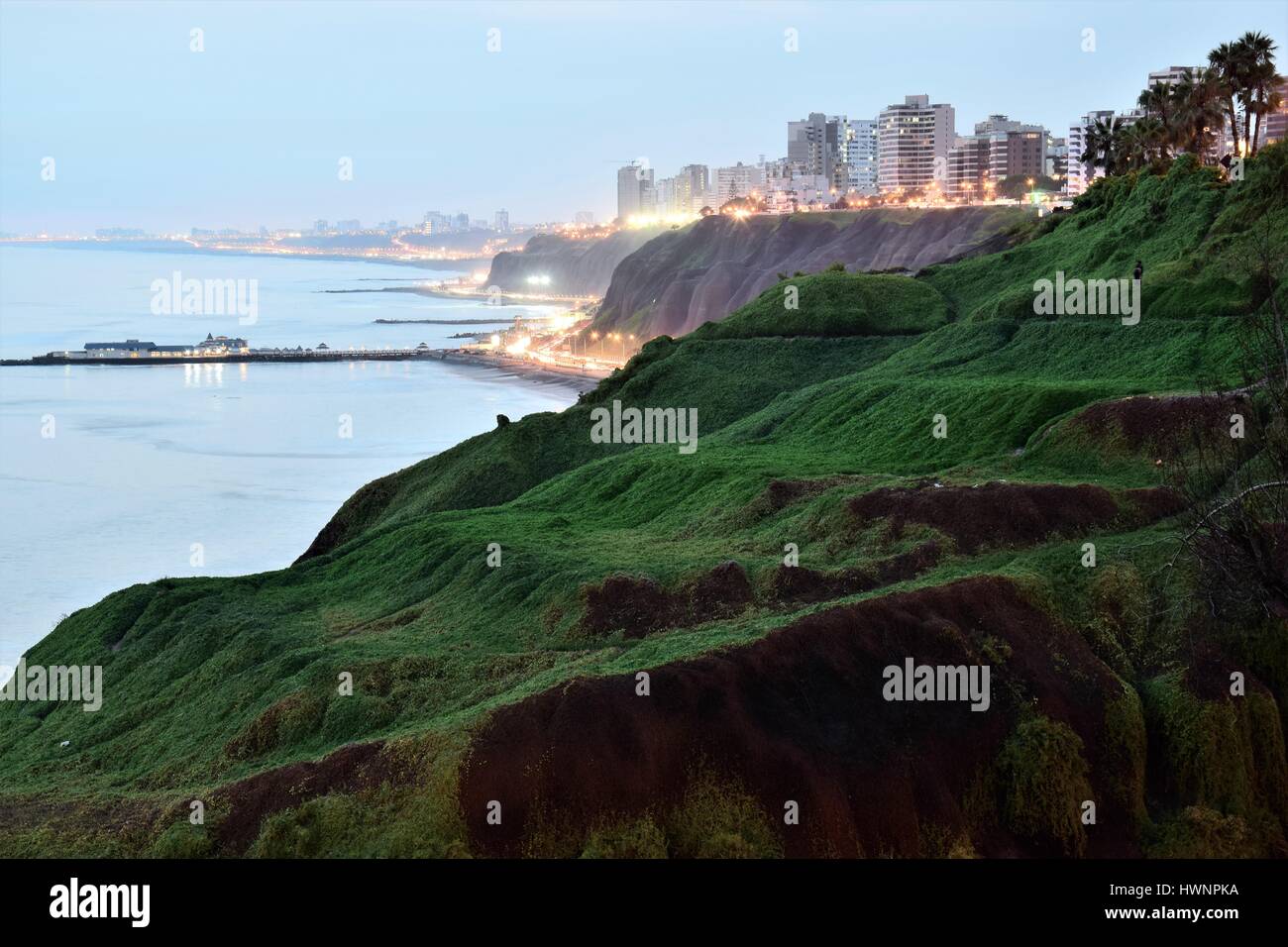 Vue sur quartier Miraflores de Barranco dans le sud de Lima, Pérou Banque D'Images