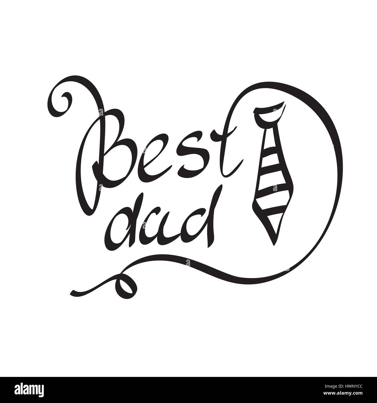 Meilleur Papa. Vector hand-written lettrage, t-shirt print design, composition typographique isolé sur fond blanc. Illustration de Vecteur