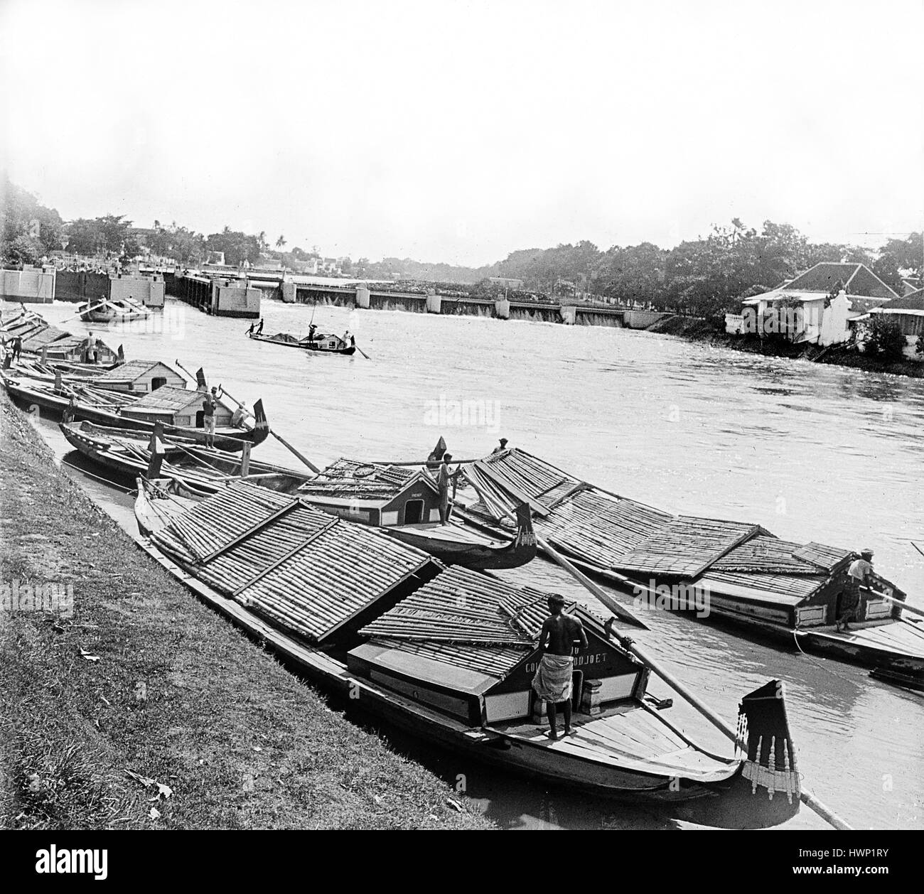 Le Kali Mas 'Golden River' de Surabaya, Java, Indonésie 1914 Banque D'Images