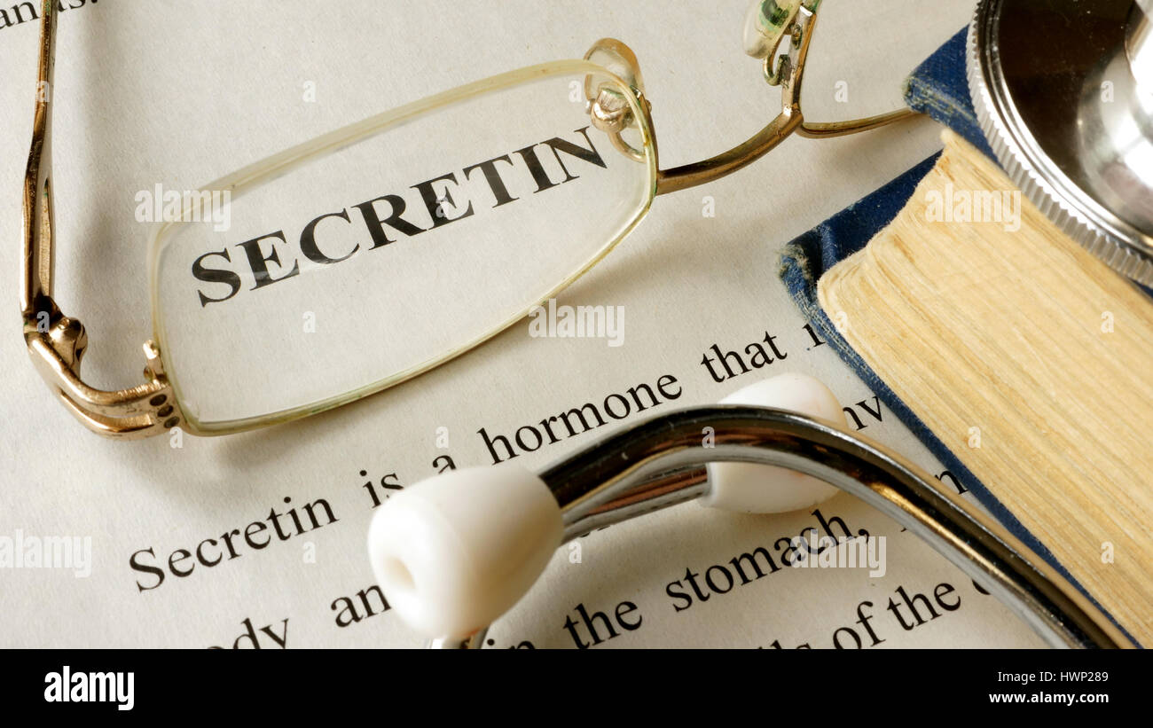 La sécrétine écrit sur un papier. Concept d'hormones. Banque D'Images