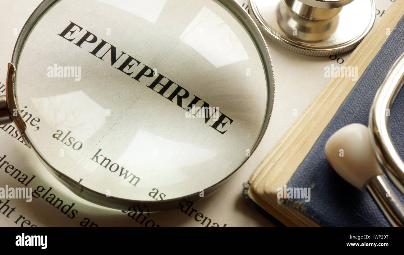La page de titre où l'Adrénaline et d'adresses. Les droits de l'hormones. Banque D'Images