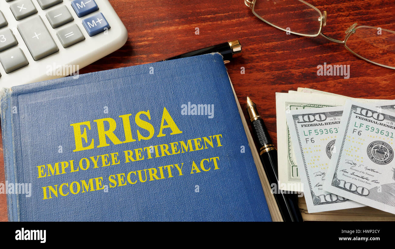 Livre avec titre Employee Retirement Income Security Act (ERISA). Banque D'Images
