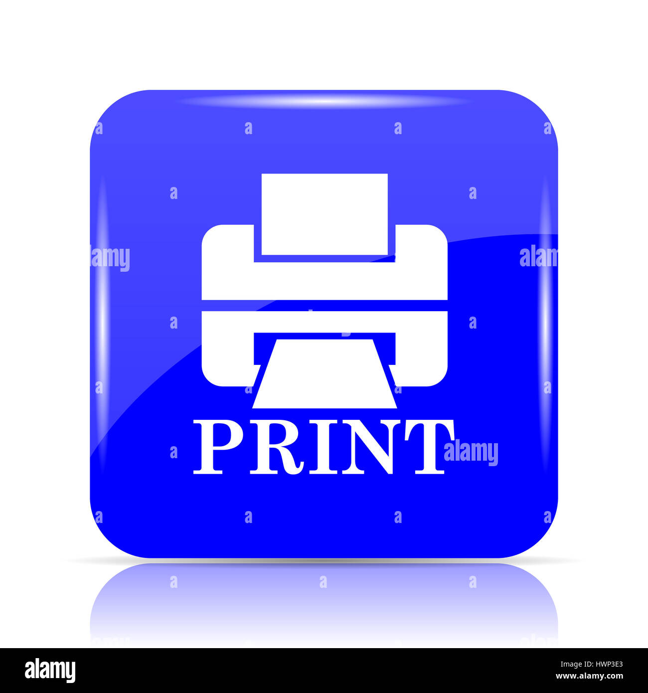 L'icône de l'imprimante avec word Imprimer, bouton site web bleu sur fond  blanc Photo Stock - Alamy