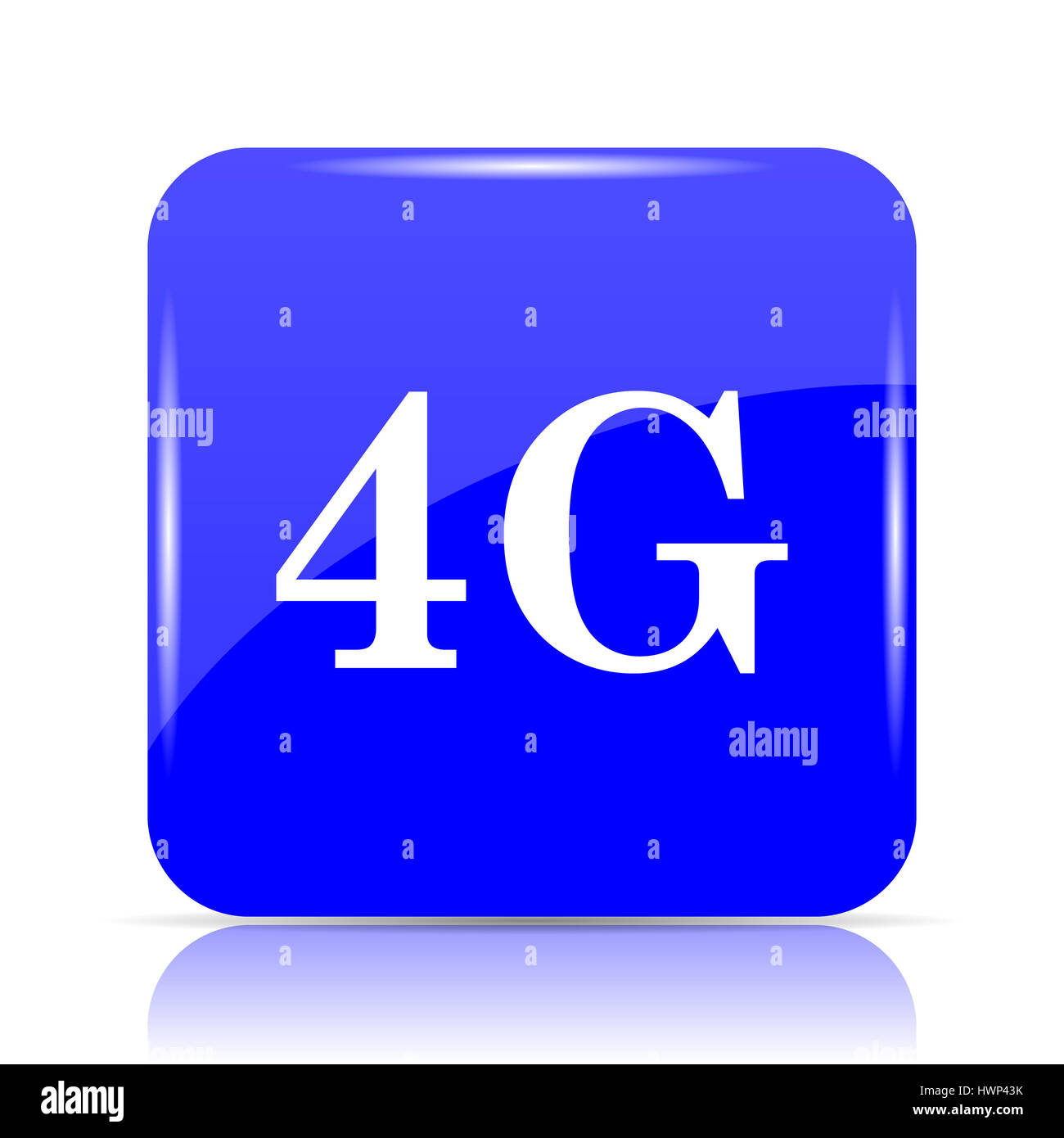 L'icône 4G, bleu bouton site sur fond blanc. Banque D'Images