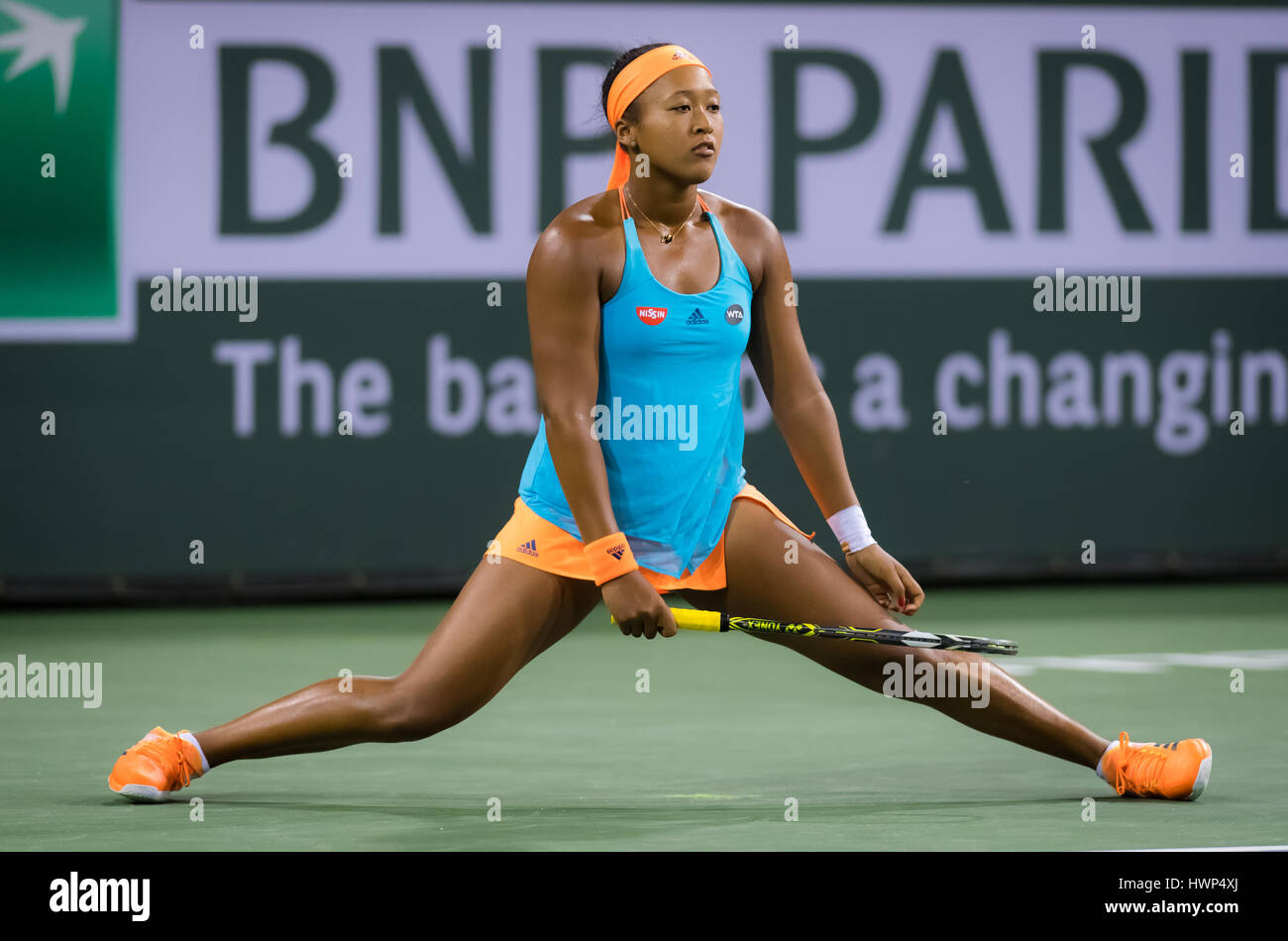 Indian Wells, États-Unis. 13 mars, 2017. Naomi Osaka en action à la BNP Paribas Open 2017 Premier tournoi WTA Obligatoire © Jimmie48 Photographie Banque D'Images