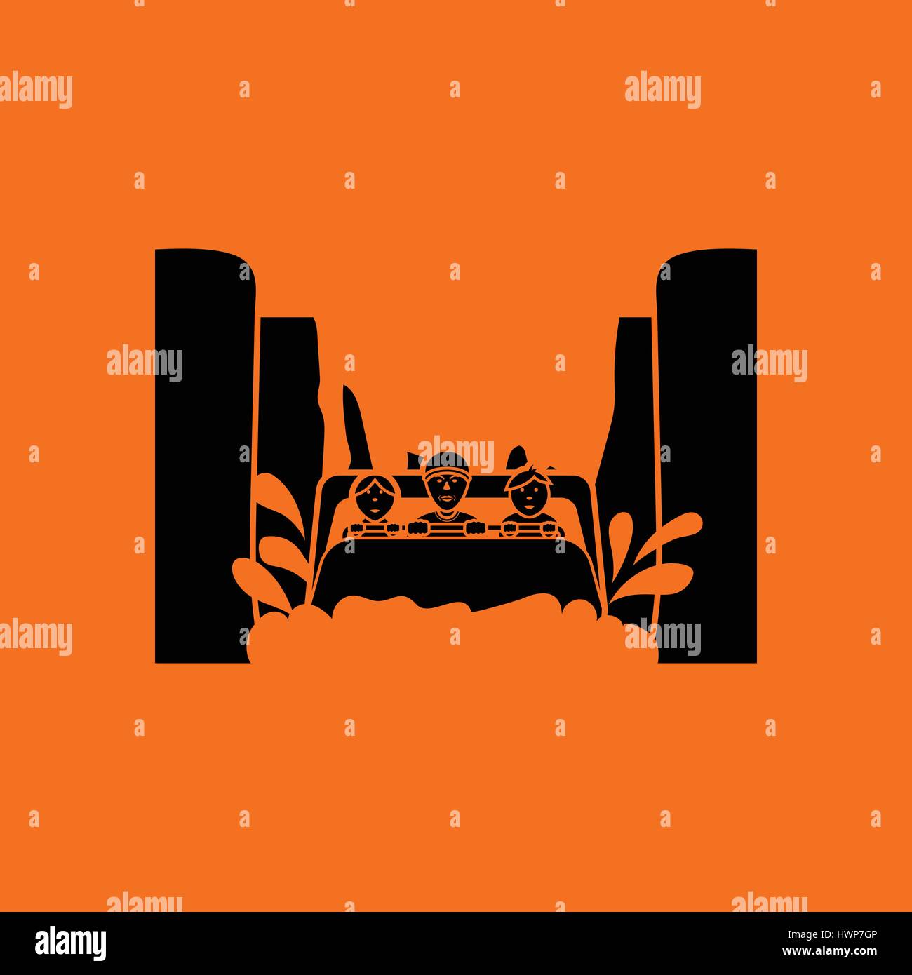 L'icône de l'eau en bateau. Fond orange avec du noir. Vector illustration. Illustration de Vecteur