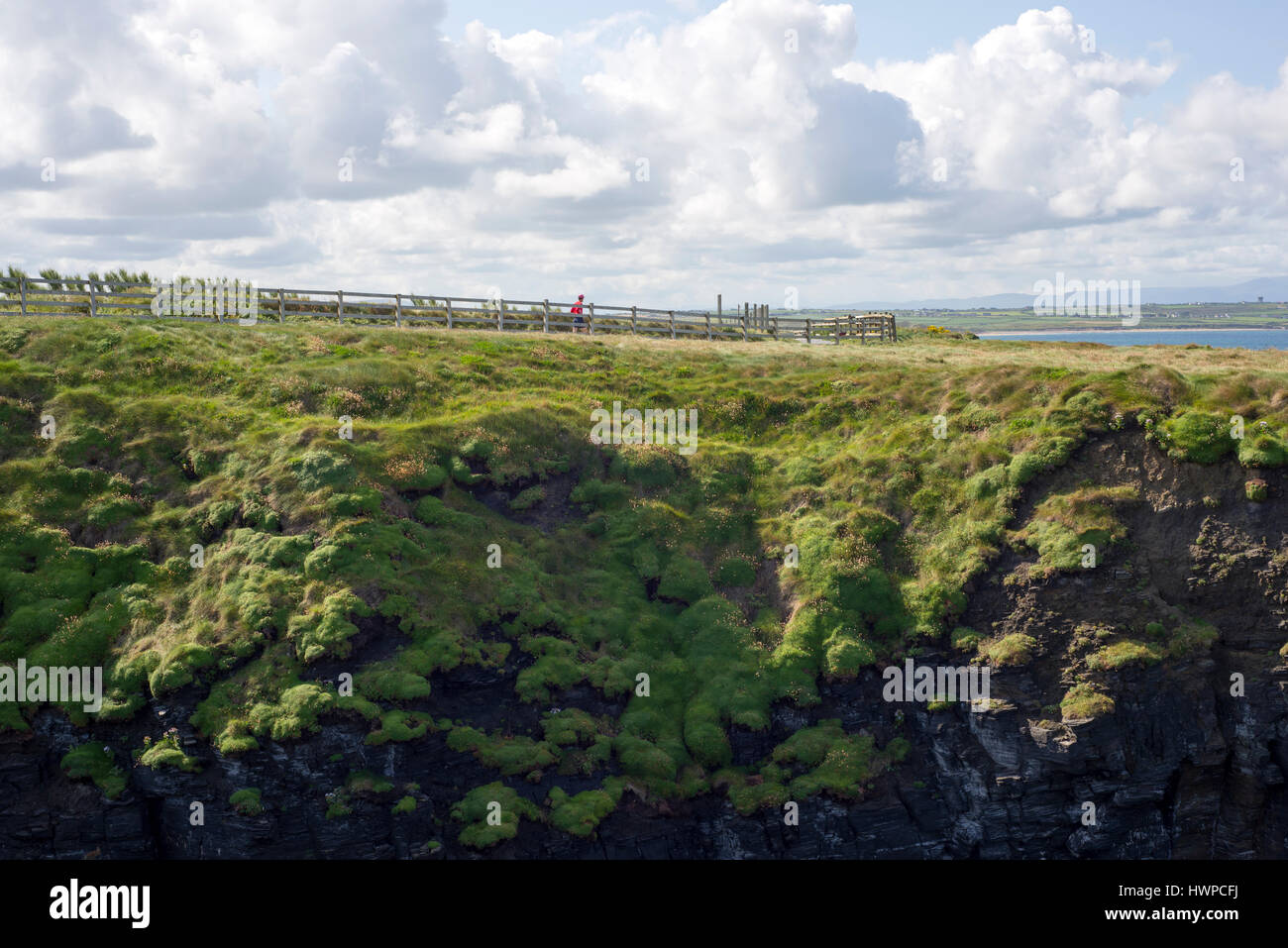 Falaise à pied sur la façon sauvage de l'Atlantique dans le comté de Kerry ballybunion Irlande Banque D'Images