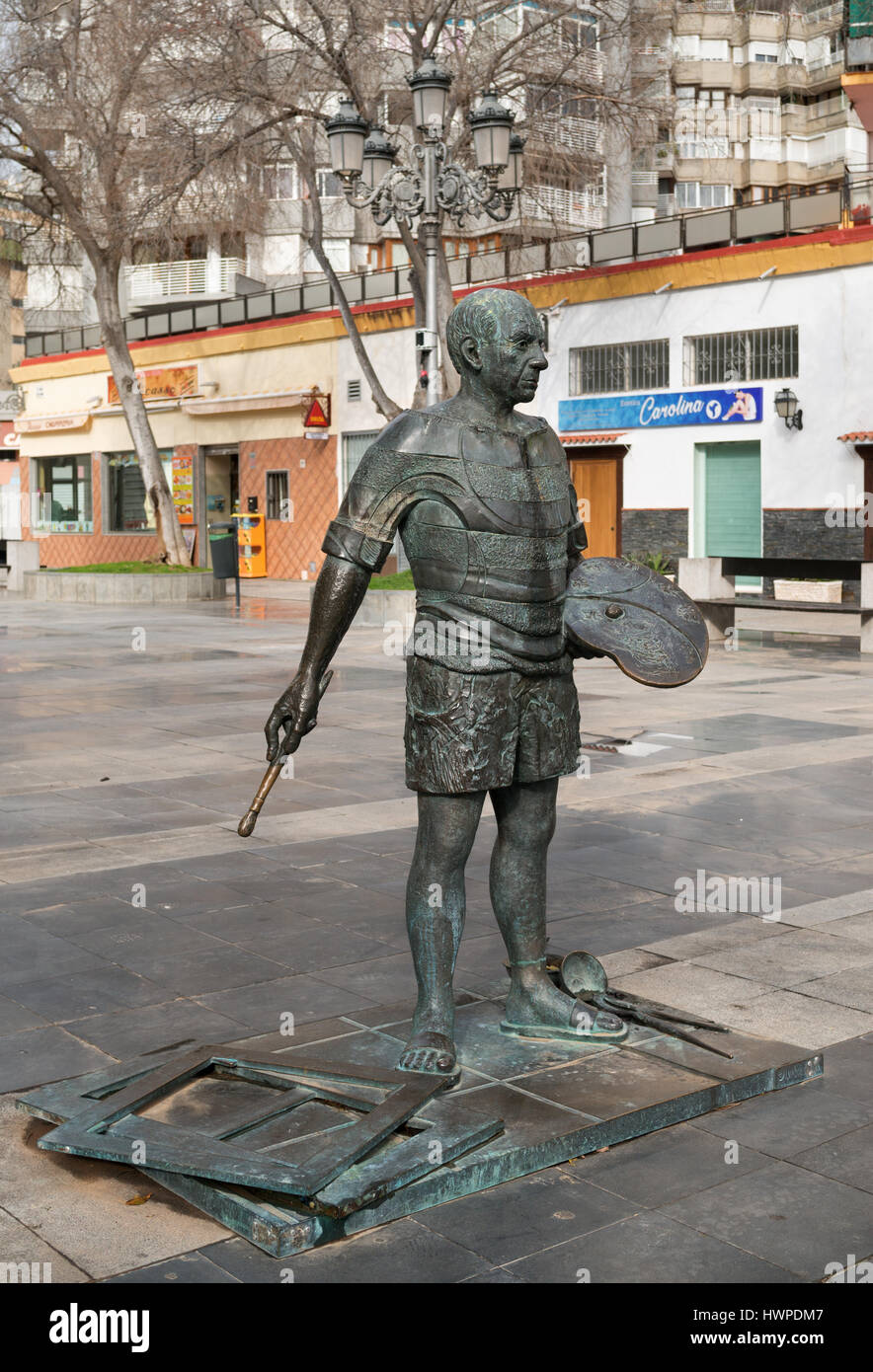 Statue de Pablo Ruiz Picasso, en Place Picasso, Torremolinos, Andalousie, Espagne Banque D'Images