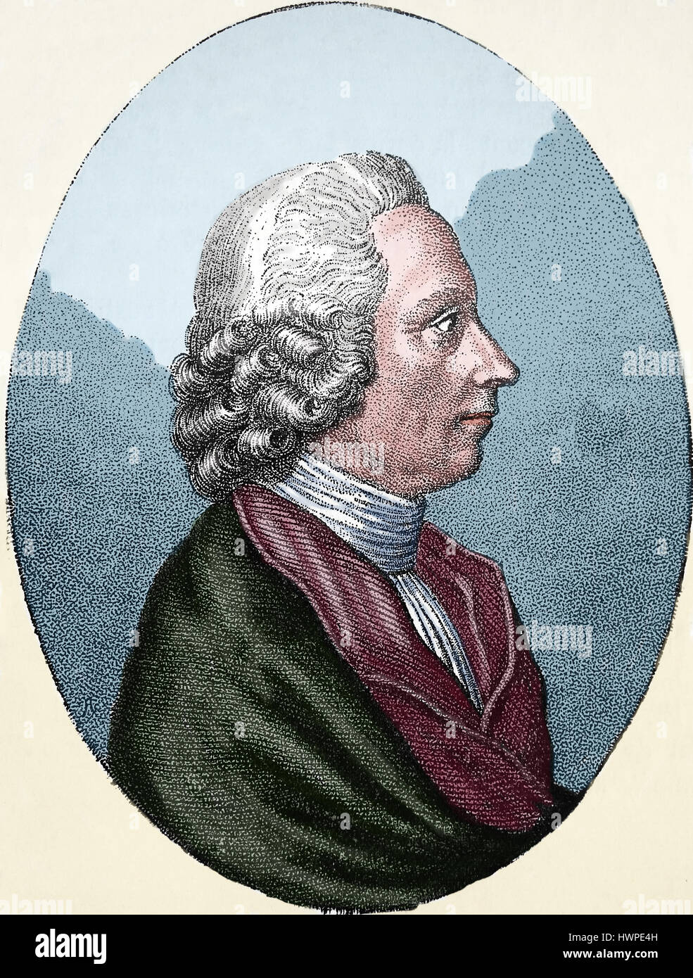 Joseph Priestley (1732-1804). Théologien, philosophe anglais naturel. Gravure, 1883. Portrait, coloré. Banque D'Images