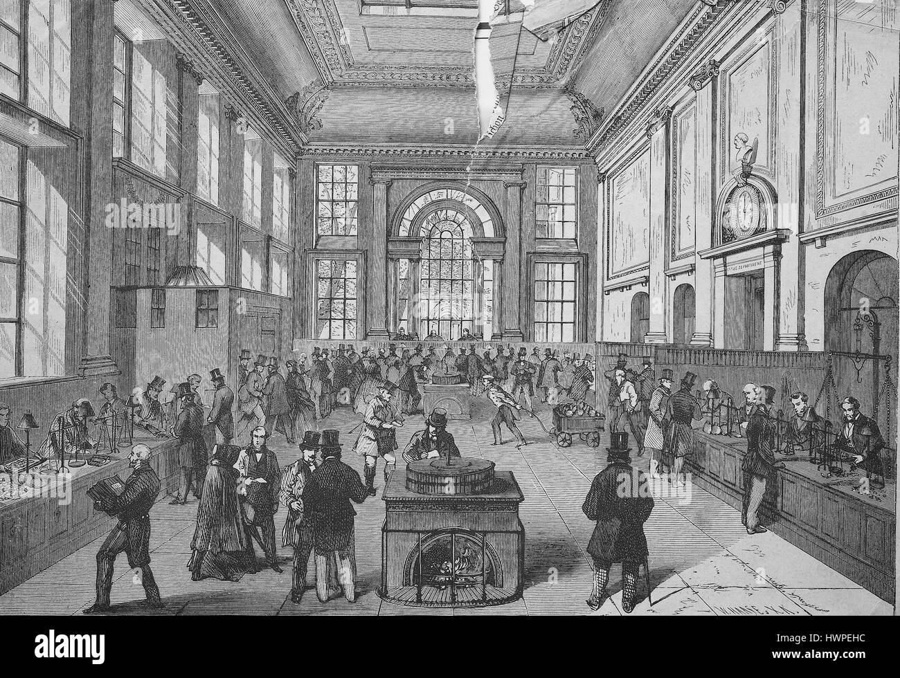 Le paiement de l'Hôtel de la Banque d'Angleterre, Londres, reproduction d'une gravure originale de l'année 1882, l'amélioration numérique Banque D'Images