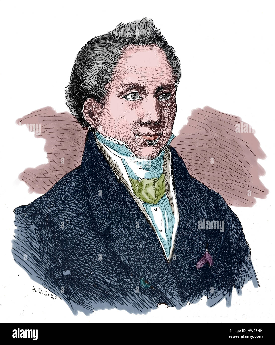 Friedrich Schlegel (1772-1829). Poète et philosophe allemand. Portrait. Gravure, 1883. La couleur. Banque D'Images