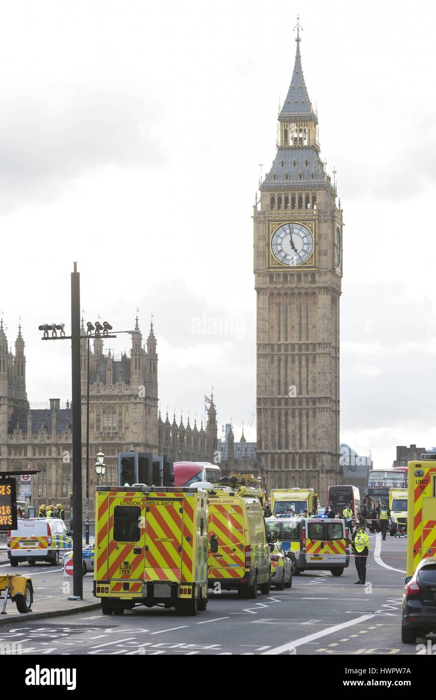 Londres, Royaume-Uni. Mar 22, 2017. Attaque terroriste au coeur de Londres, Westminster. Photo : afp/Alamy Live News Banque D'Images