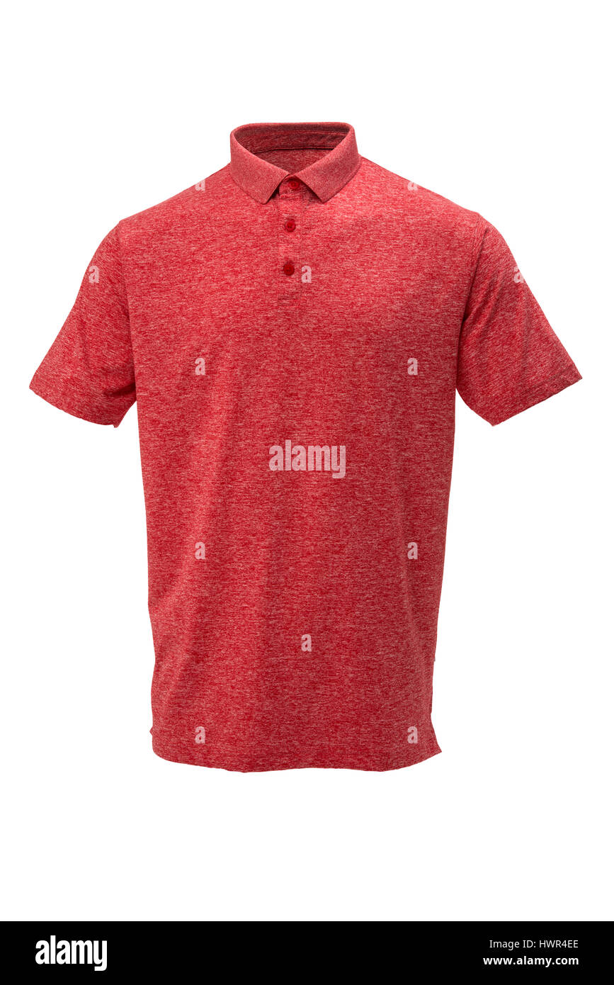 Golf rouge et blanc avec tee shirt pour homme sur fond blanc Banque D'Images