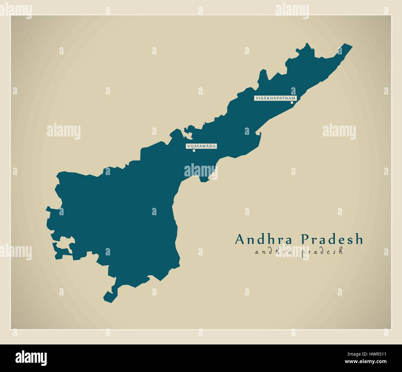 Carte moderne - dans l'Andhra Pradesh Illustration de Vecteur