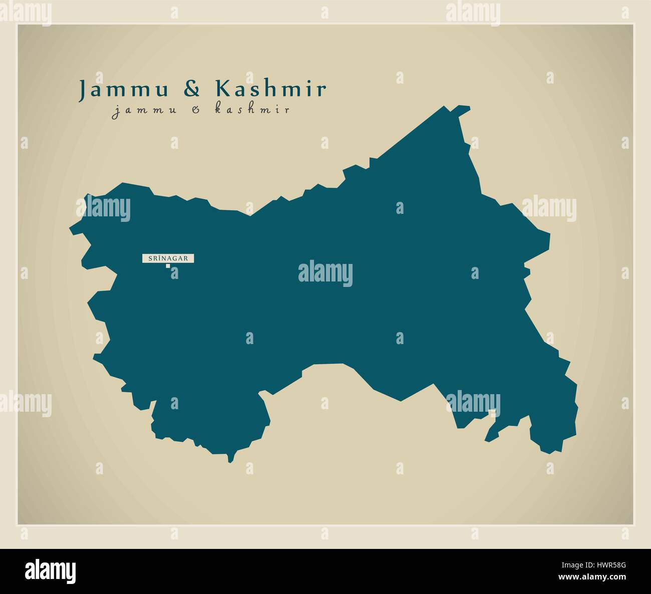 Carte moderne - Jammu-et-Cachemire dans Illustration de Vecteur