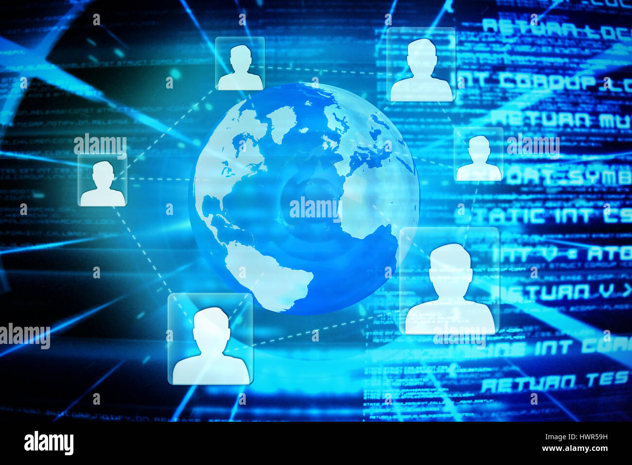 Global Technology background contre abstract 3d texte bleu Banque D'Images