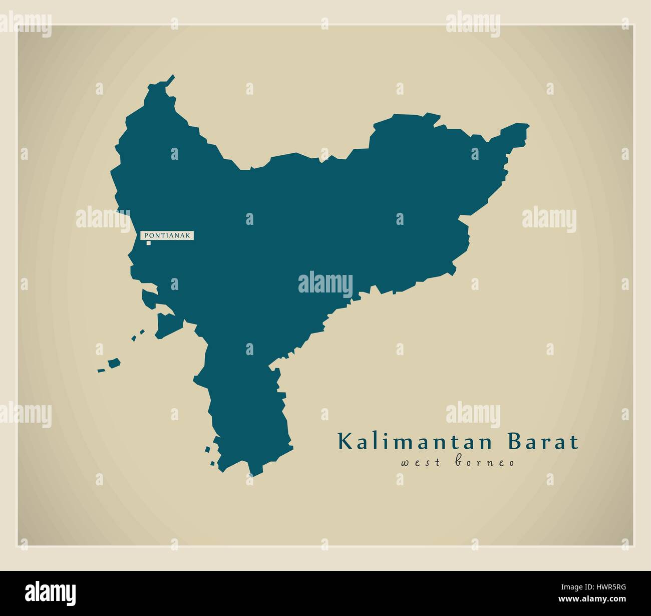 Carte moderne - Kalimantan Barat ID Illustration de Vecteur