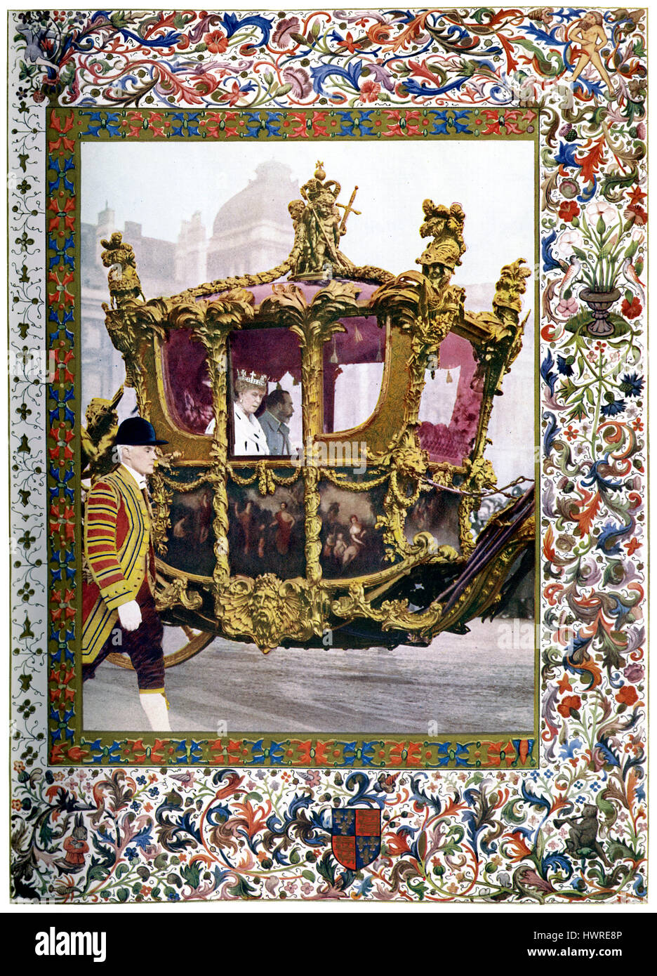 Le roi George V et la Reine Mary de Teck c. En 1910 l'historique de l'état royal coach Banque D'Images
