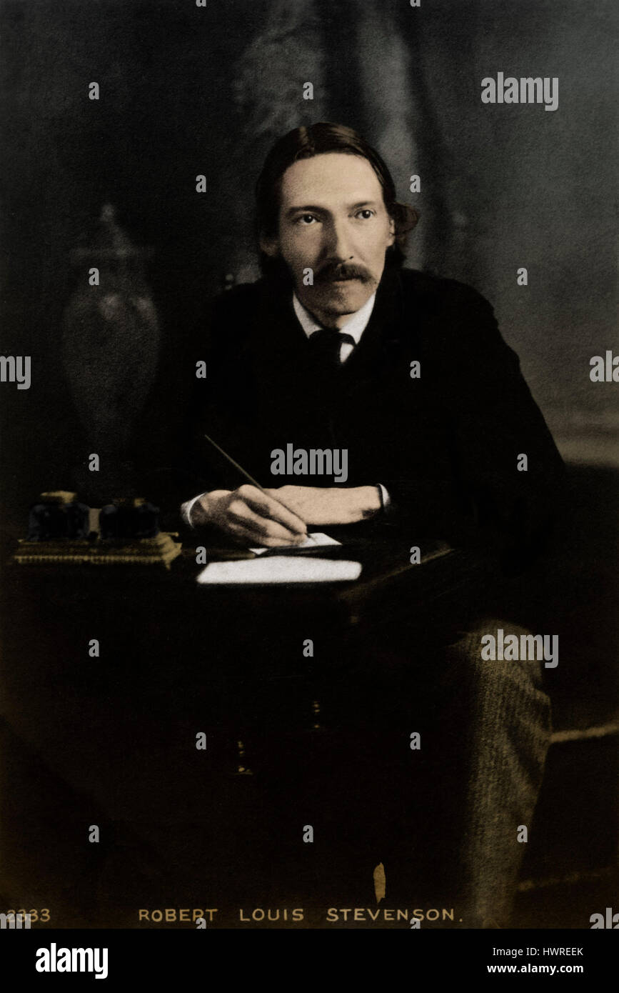 Robert Louis Stevenson, l'écriture à son bureau. Auteur écossais. 13 novembre 1850 - 3 décembre 1894 Banque D'Images