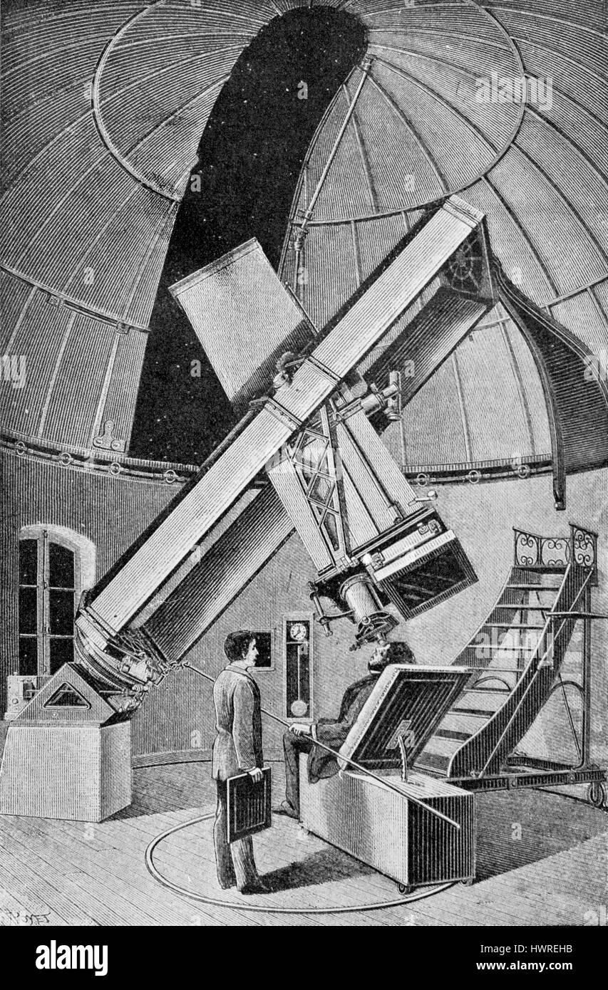 Télescope astrographique de l'Observatoire de Paris.. Utilisé par des expériences dans la photographie stellaire par les frères Henry Banque D'Images