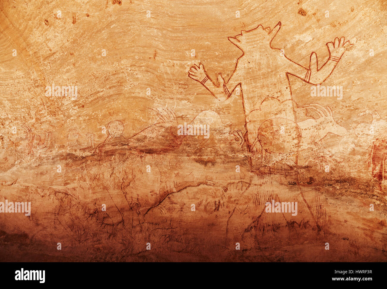 Célèbre grand dieu de la société l'une des plus anciennes peintures rupestres du Sahara, Tassili N'Ajjer, Algérie Banque D'Images