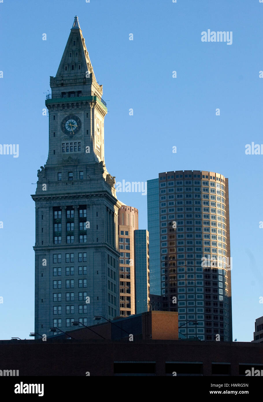 Le Custom House Tower, vu de l'extrémité nord, Boston, Massacusetts. Banque D'Images