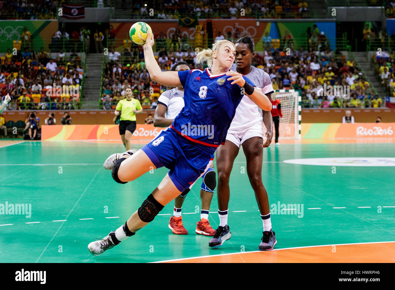 Rio de Janeiro, Brésil. 20 août 2016 Anna Sen (RUS) # 10 mise en concurrence dans le handball féminin finale or la Russie contre la France à l'Olympique 2016 Summ Banque D'Images