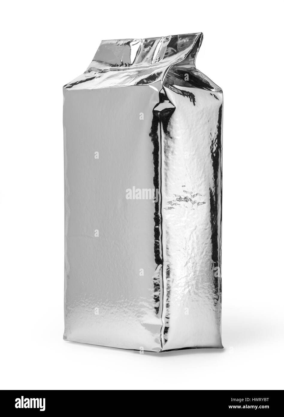 Close up d'un sac en aluminium sur fond blanc avec clipping path Banque D'Images