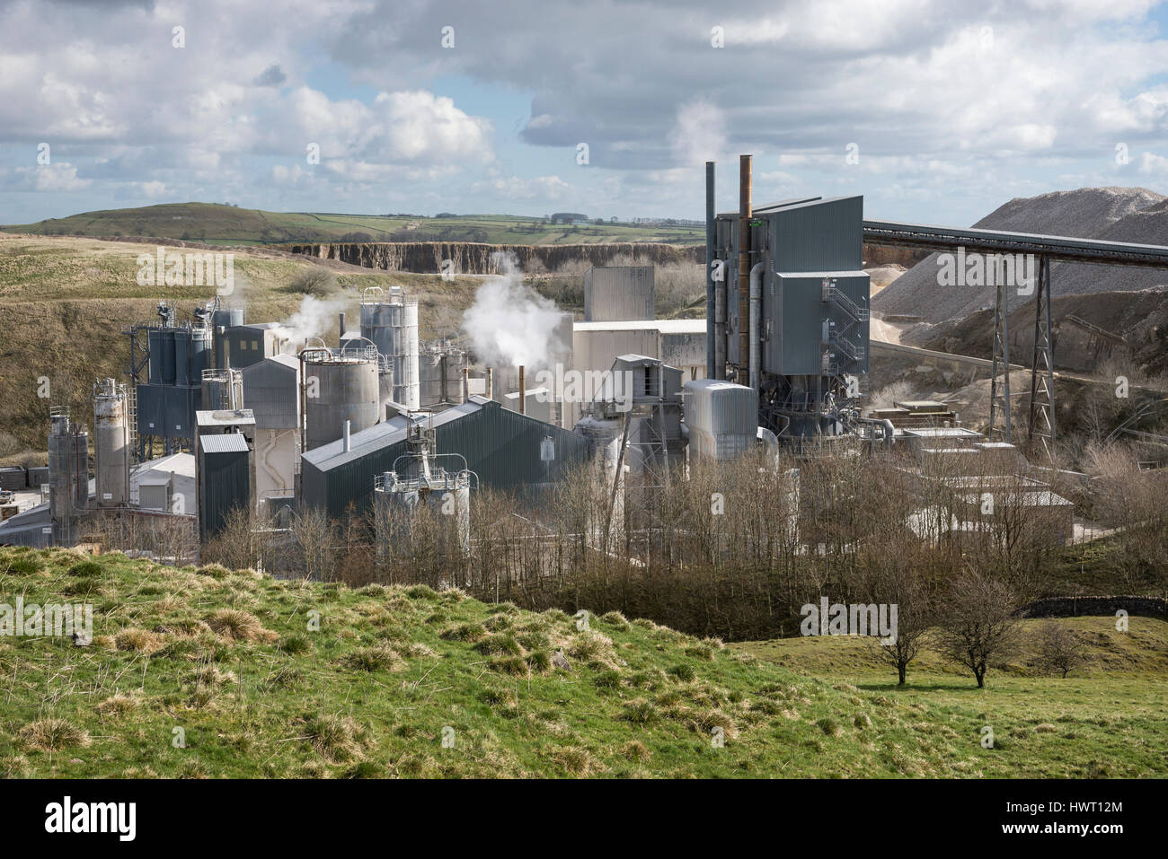 Carrière de calcaire de près de Buxton, Derbyshire, Angleterre. Banque D'Images