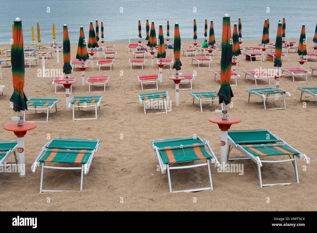Beach Resort de Marcelli di Numana en marche le long de la Côte Adriatique Banque D'Images