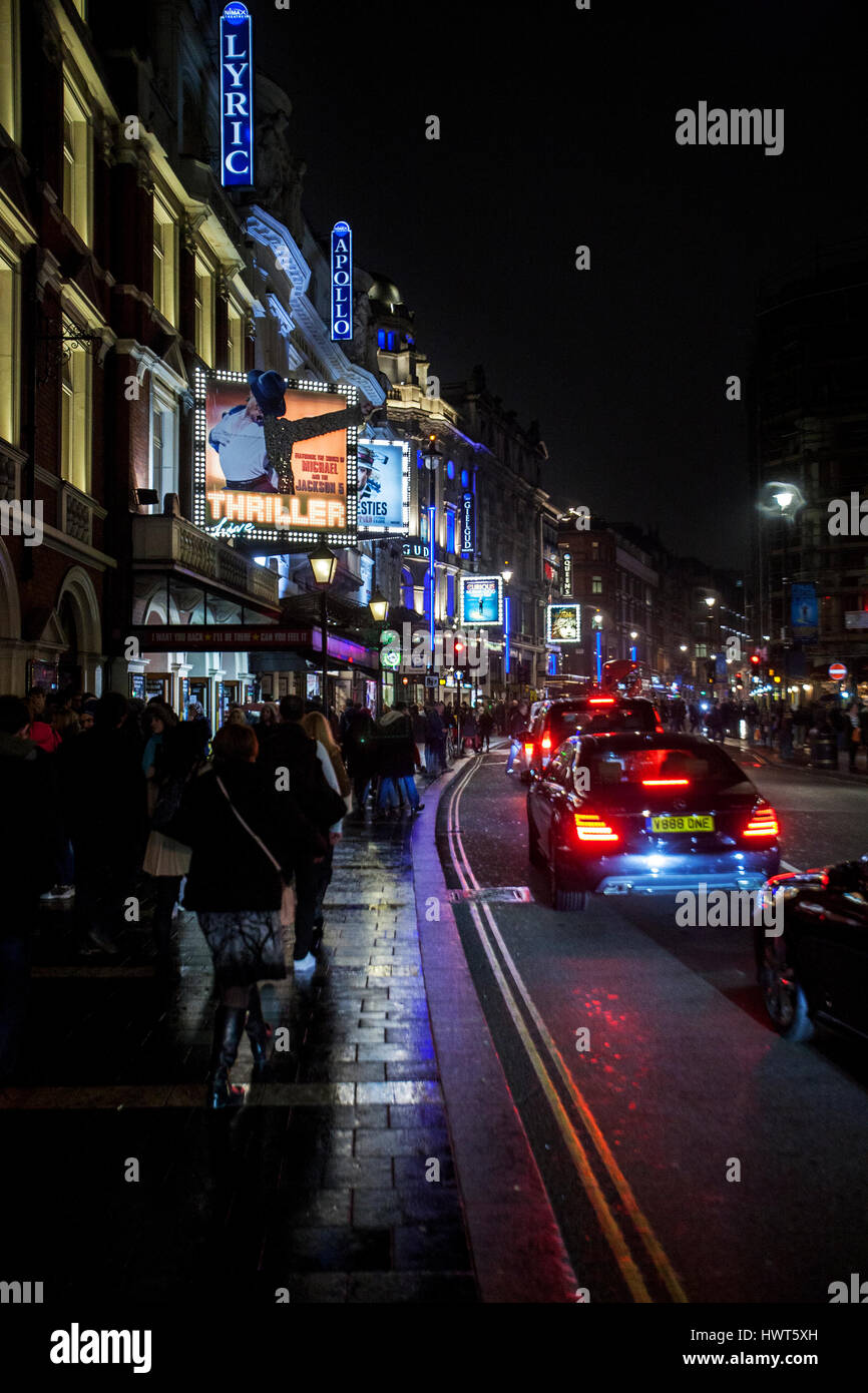 Night Street view Lyric Theatre Shaftesbury Avenue london Banque D'Images
