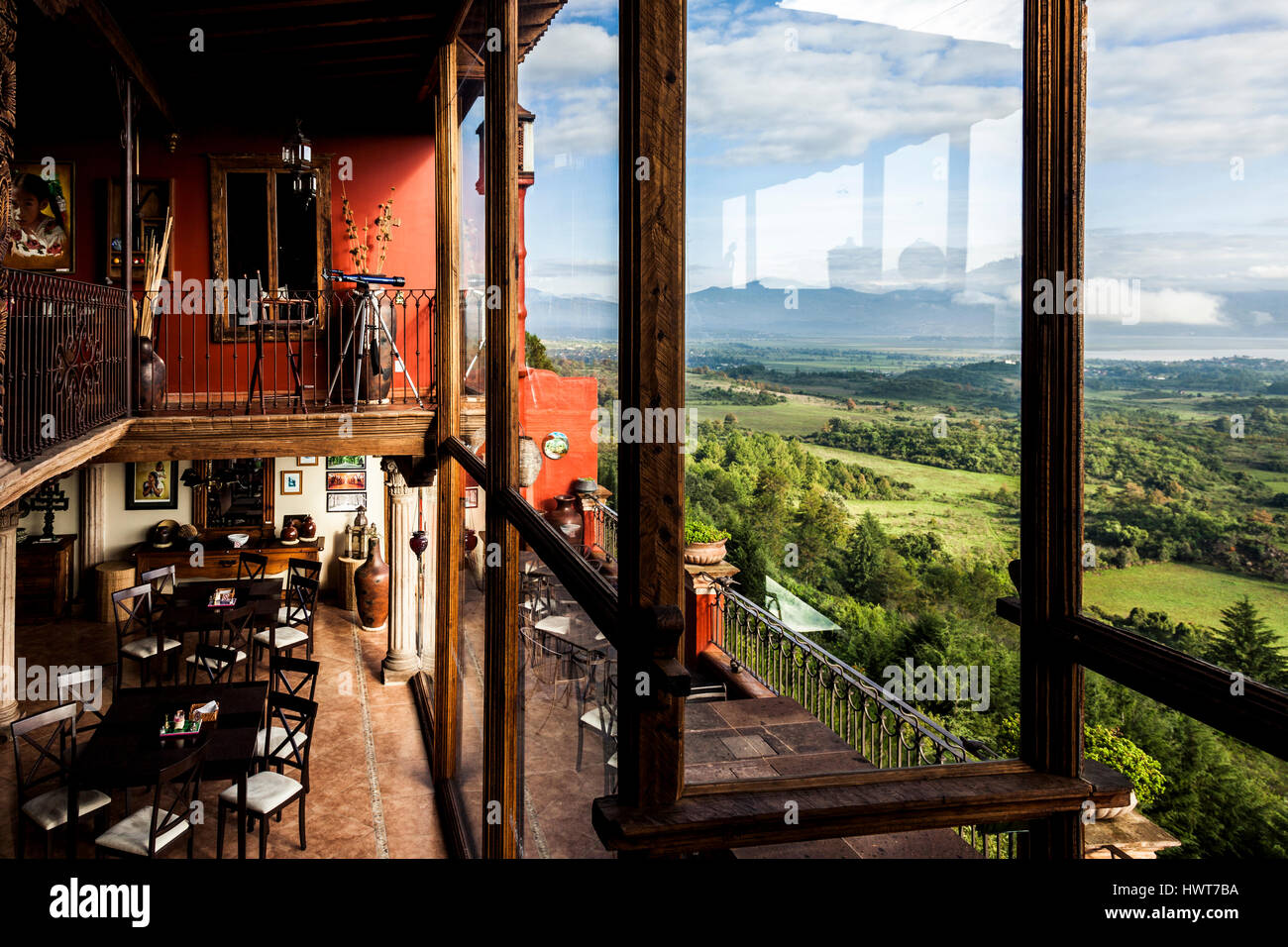 Vue depuis l'Hotel Porton del Cielo Patzcuaro en état. Le Mexique Banque D'Images