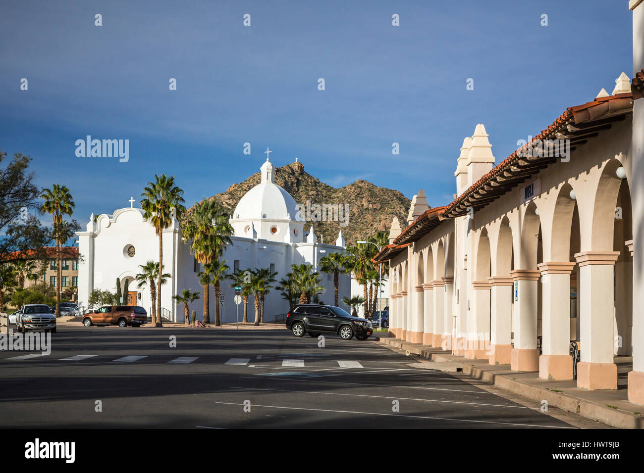Le village square park en Ajo, Arixona, USA. Banque D'Images