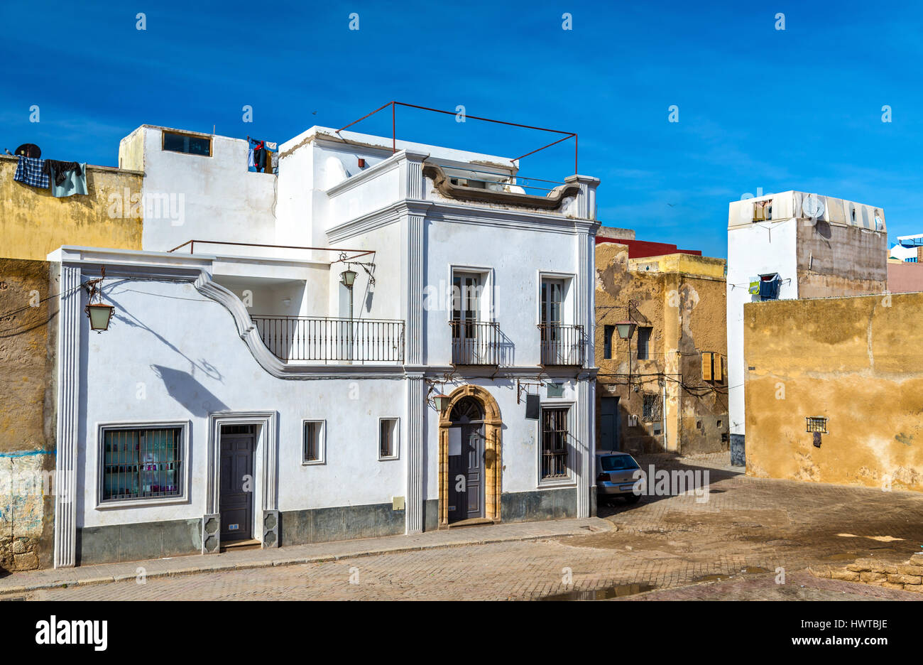 Bâtiments dans la ville portugaise de Mazagan, El Jadida, Maroc Banque D'Images