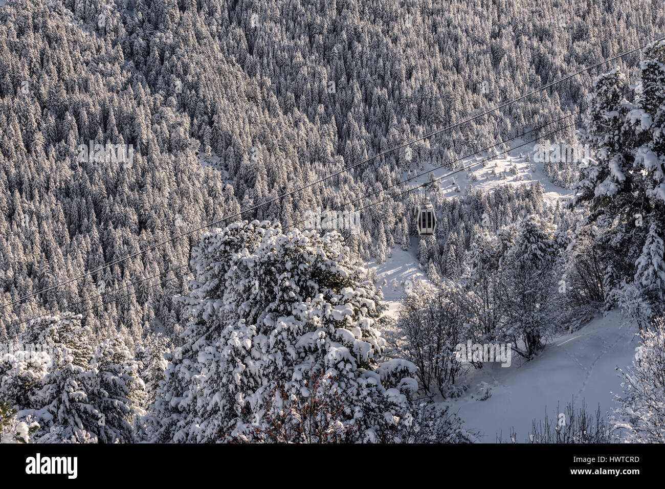 Remontées mécaniques à Merribel-Mottret dans les Alpes Françaises Banque D'Images