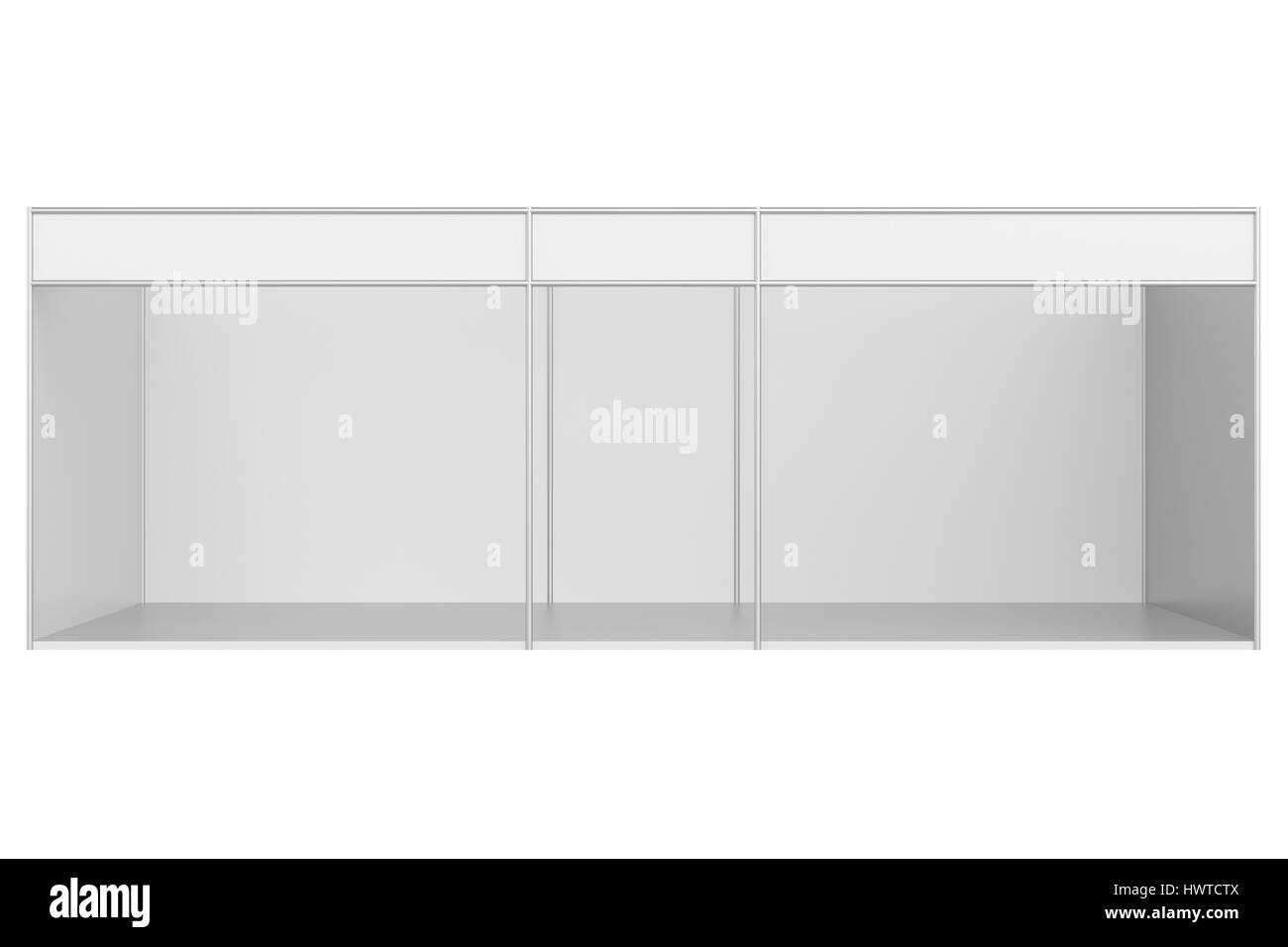 Cabine d'exposition commerciale commerciale. Le rendu 3D isolé sur fond blanc Banque D'Images