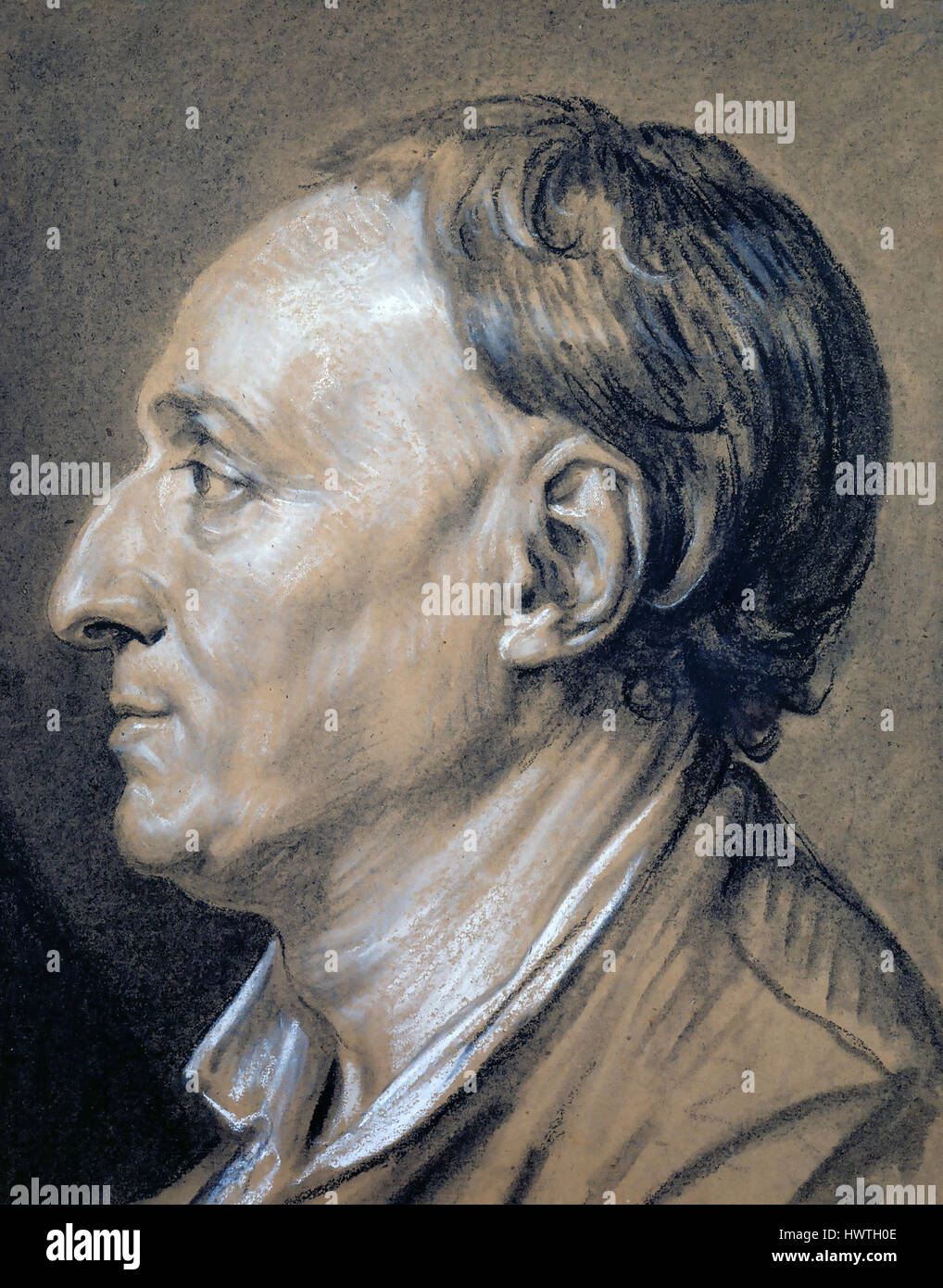 DENIS DIDEROT (1713-1784) Philosophe français en 1766 d'après un dessin de Jean-Baptiste Greuze Banque D'Images