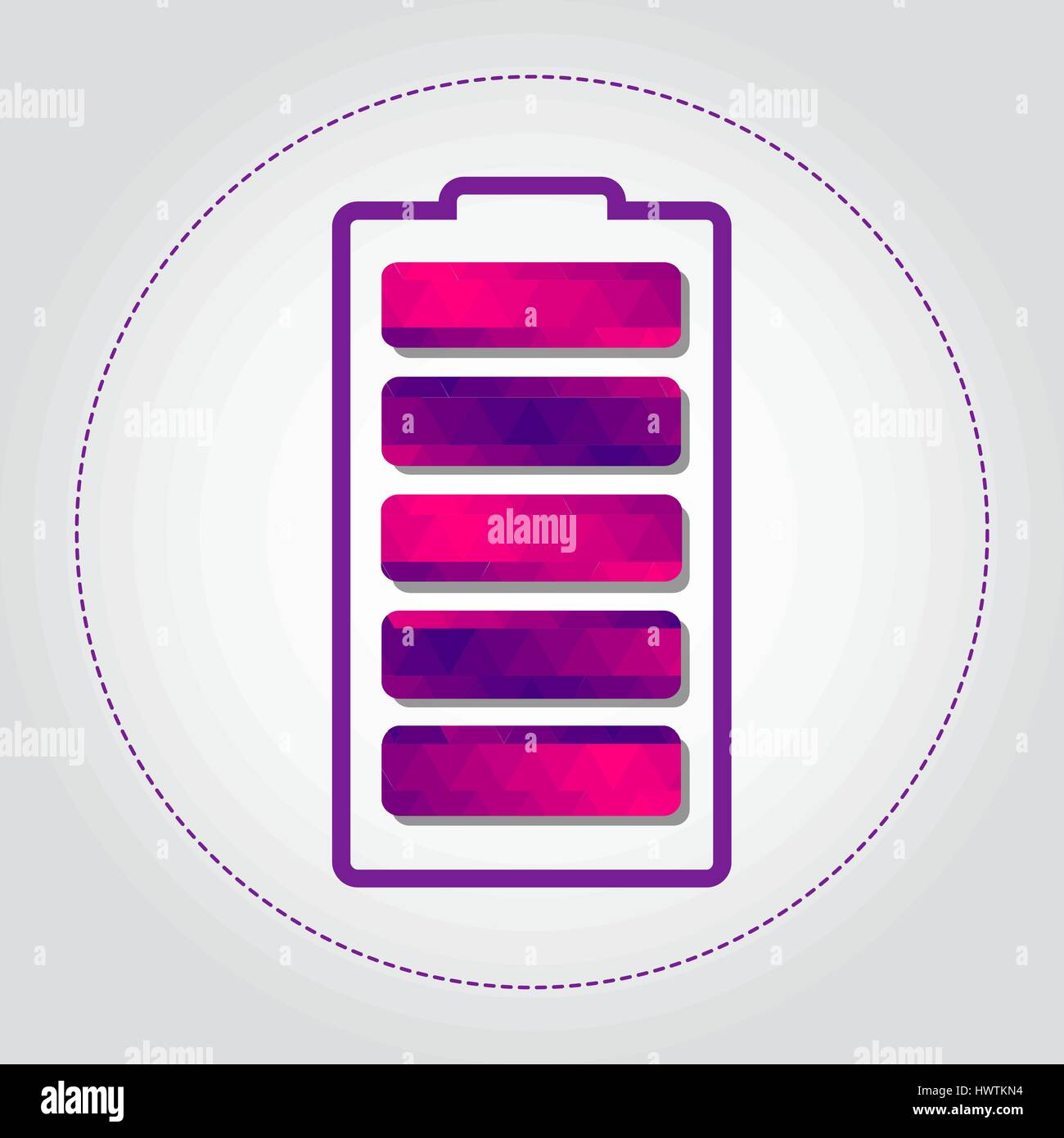 Symbole de charge de la batterie avec un triangles colorés formant un dégradé, violet à rose. Illustration de Vecteur