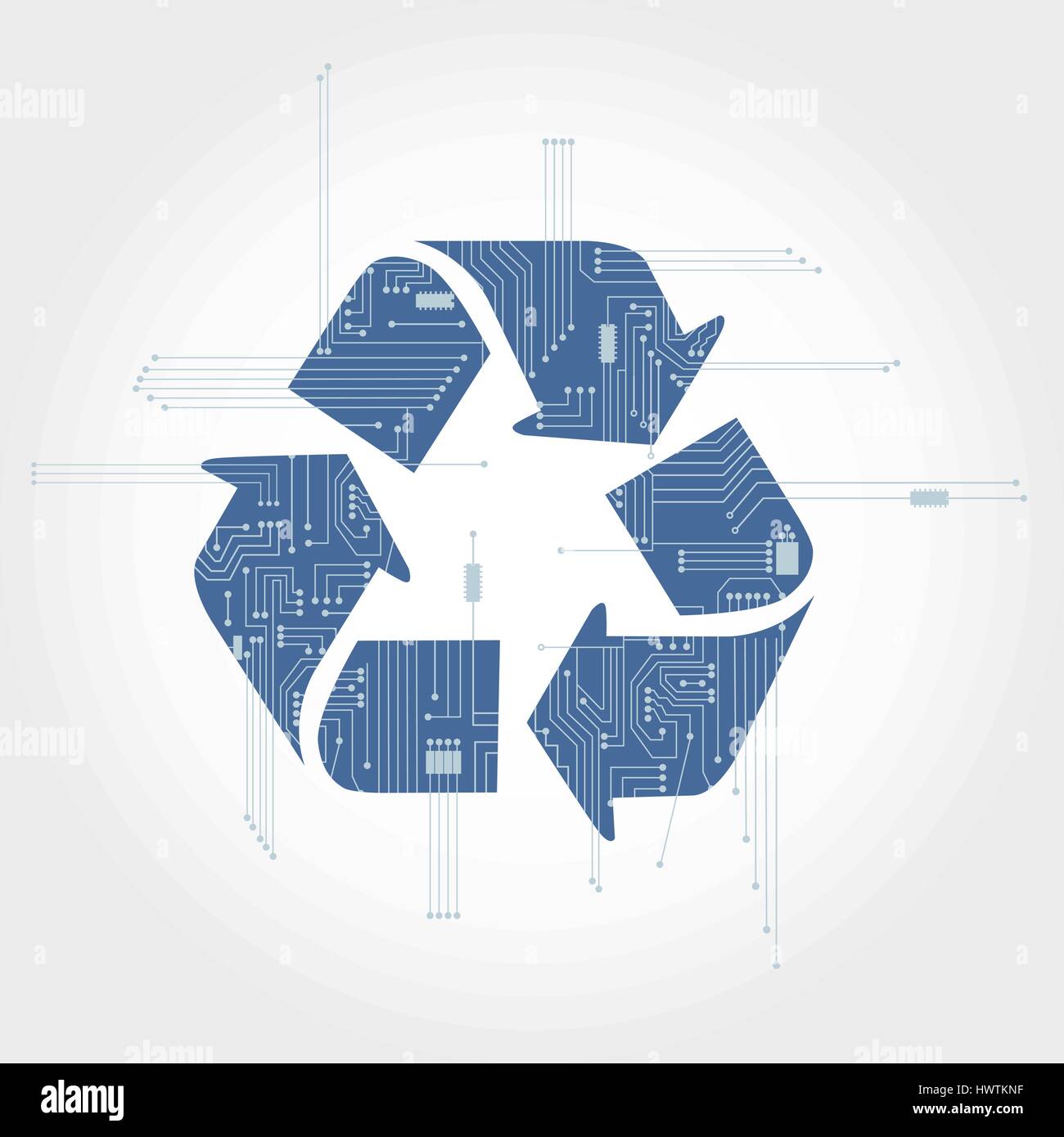 Branchement du circuit électronique à partir d'un symbole de recyclage. Design propre. Illustration de Vecteur