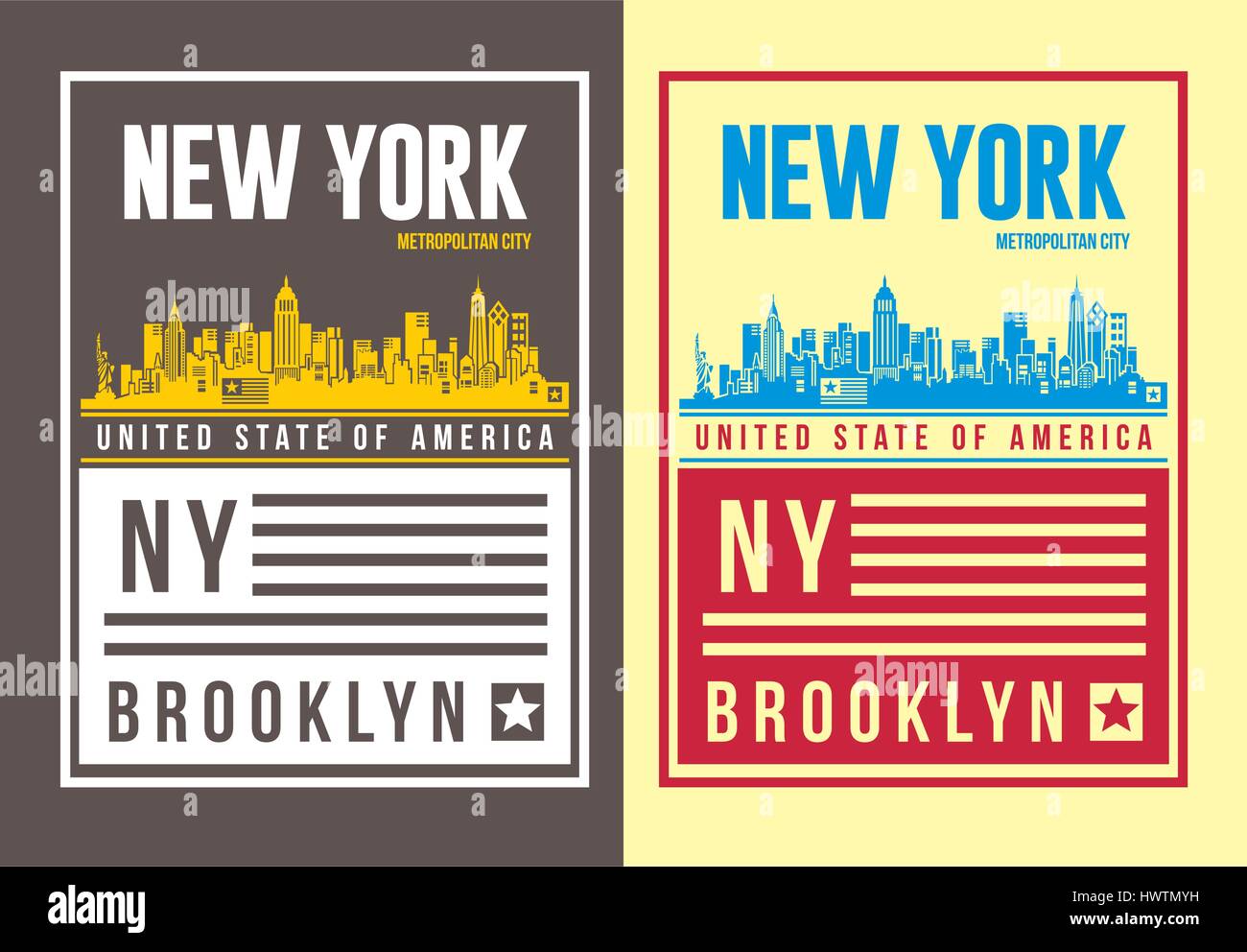 Retro New York Brooklyn Typographie Design, Vector Illustration de Vecteur