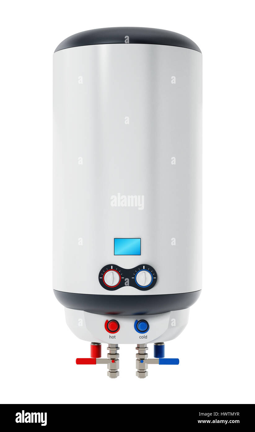 Chauffe-eau isolé sur fond blanc. 3D illustration. Banque D'Images