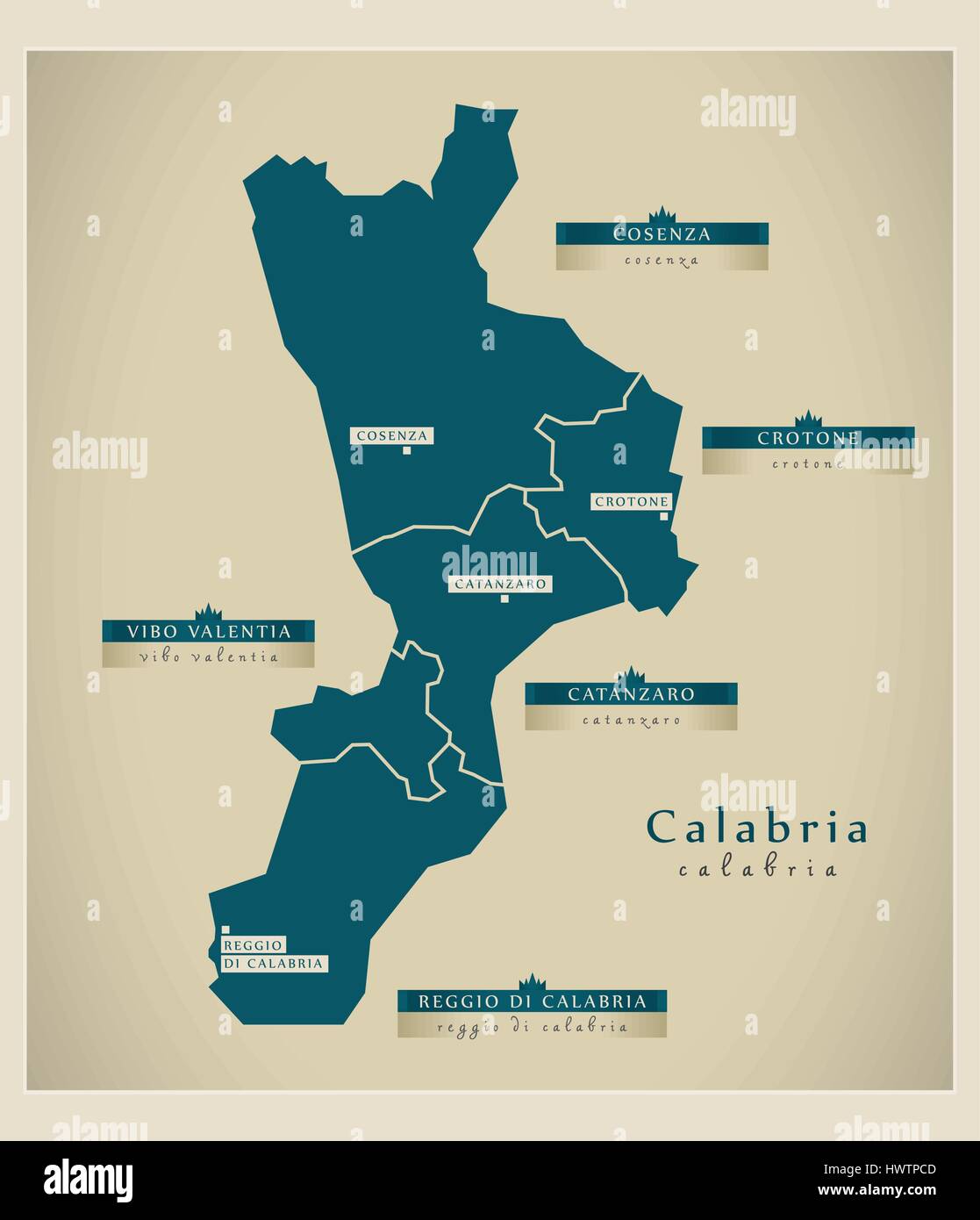Carte moderne - Calabria il Illustration de Vecteur