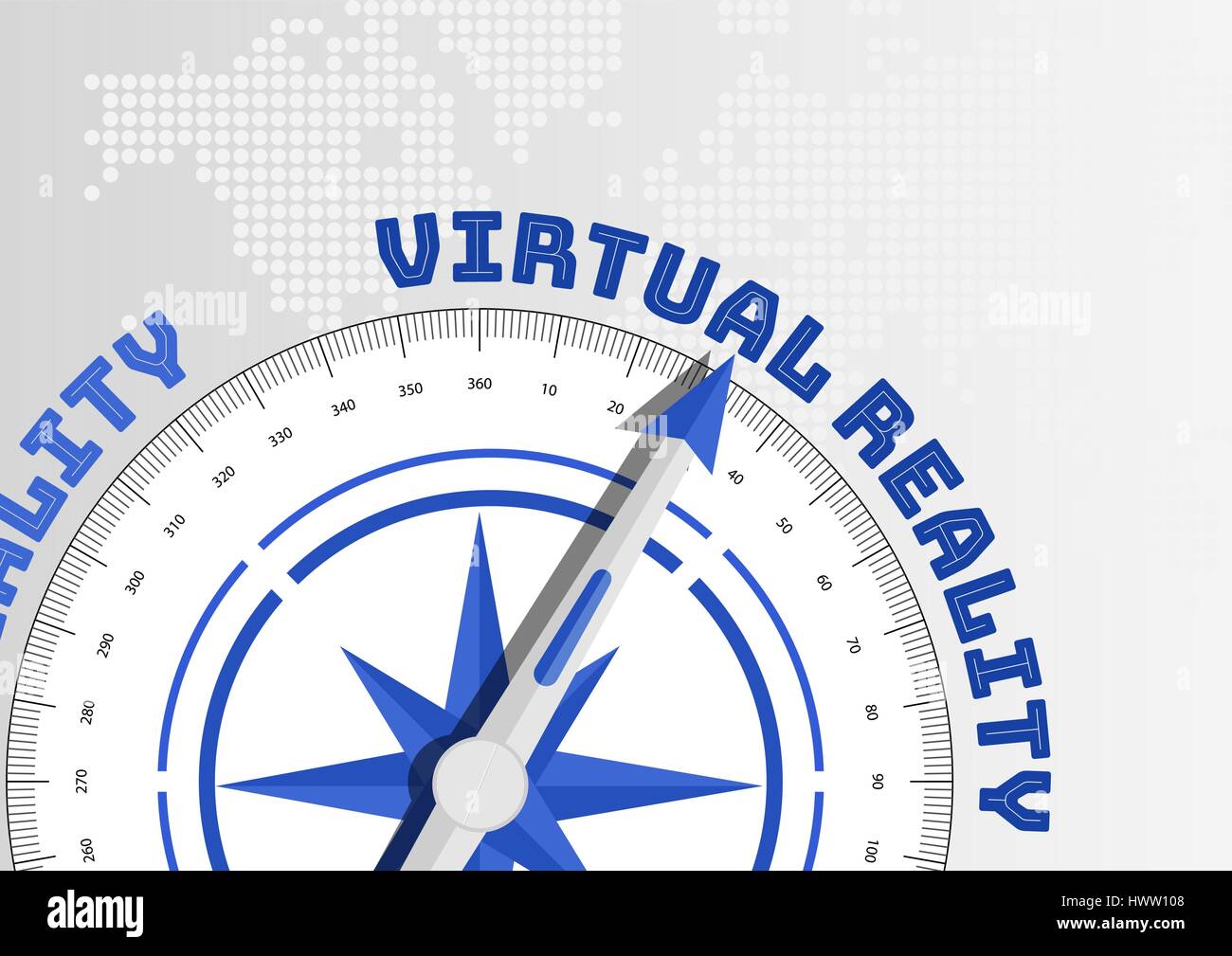 Le concept de réalité virtuelle avec boussole pointe vers texte Image  Vectorielle Stock - Alamy