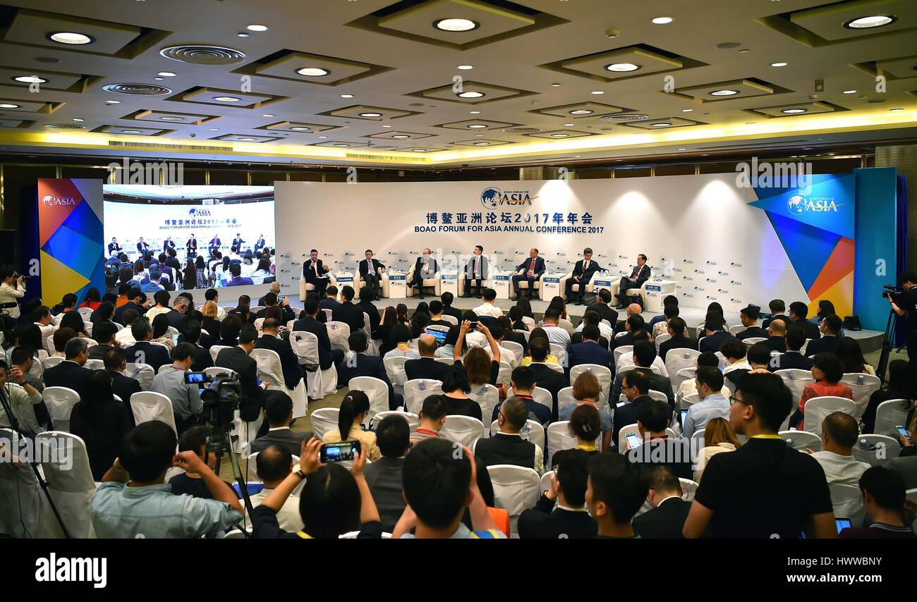 La Chine, la province de Hainan. Mar 23, 2017. Une session "crise financière asiatique de 1997 : Enseignements tirés et à tirer de l' est tenue au Forum de Boao pour l'Asie Conférence annuelle à Boao, Chine du sud, province de Hainan, 23 mars 2017. Credit : Guo Cheng/Xinhua/Alamy Live News Banque D'Images