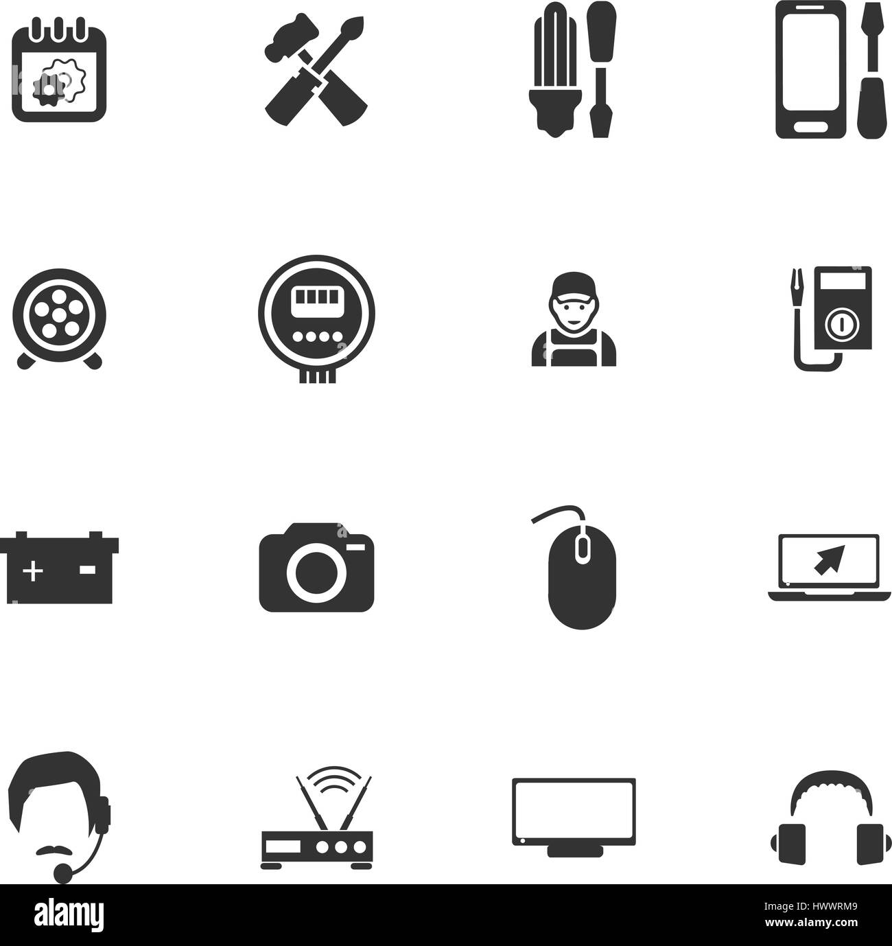 Vecteur de réparation d'appareils électroniques et d'icônes pour la conception d'interface utilisateur Illustration de Vecteur